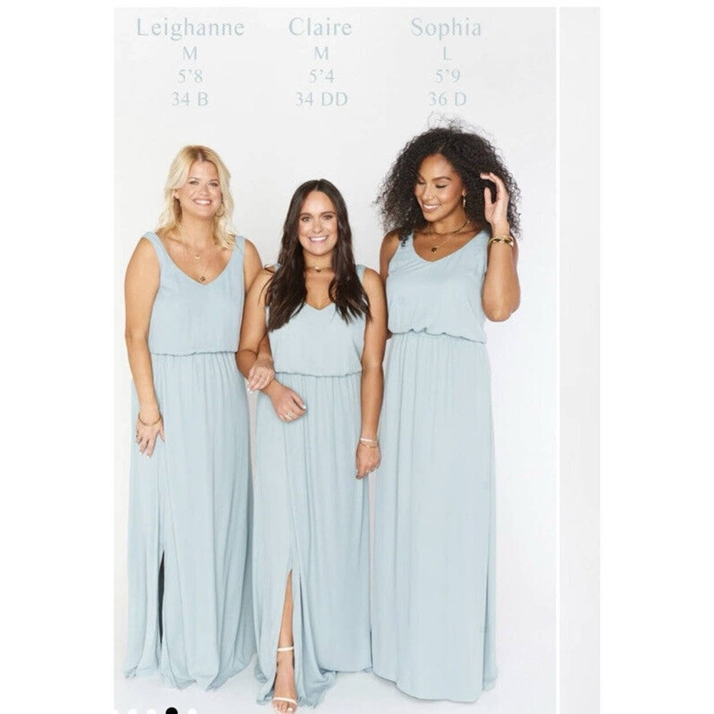 NWOT Show Me Your Mumu Kendall Vneck Chiffon Maxi in Silver Sage Blue/Green - Picture 5 of 9
